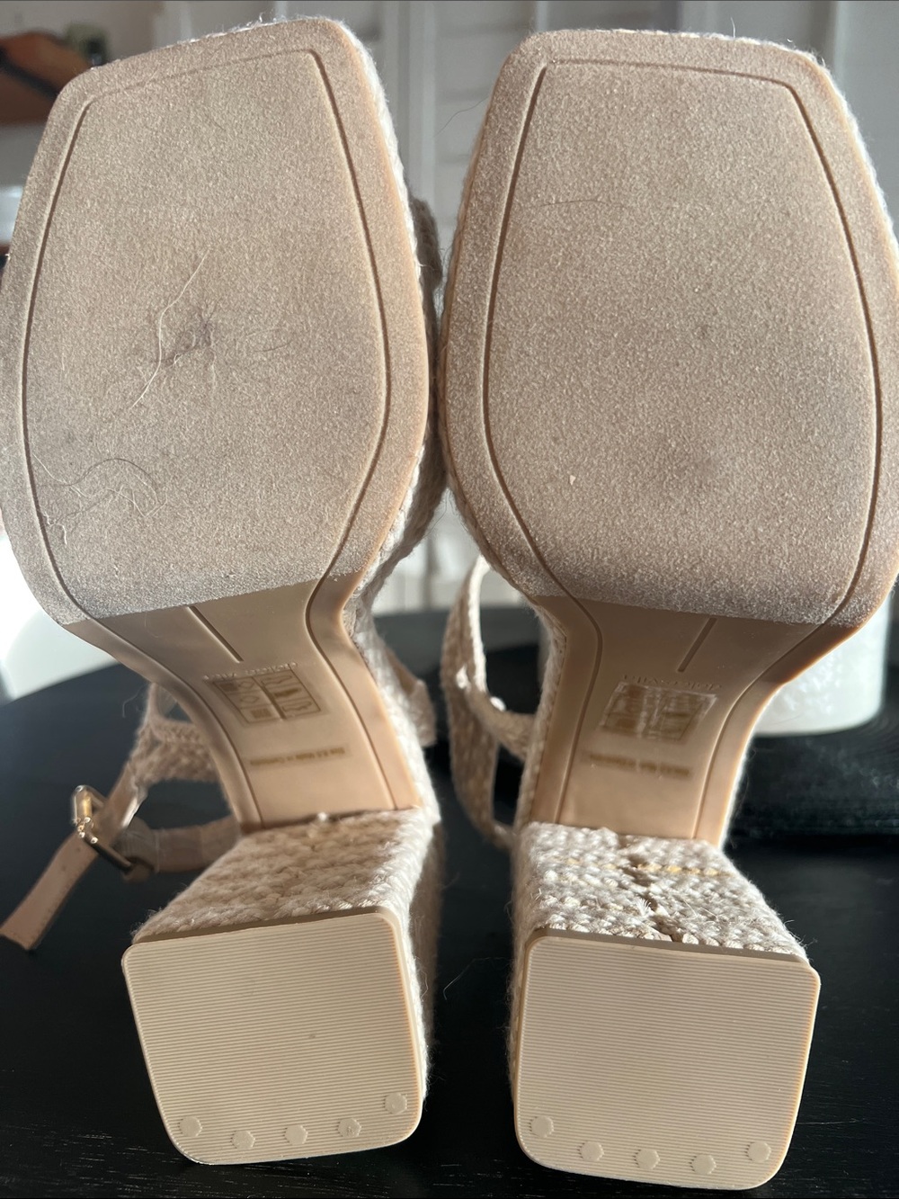 NWT SZ 8.5 Dolce Vita Cream Woven Platform Sandals/Heels - Picture 6 of 9
